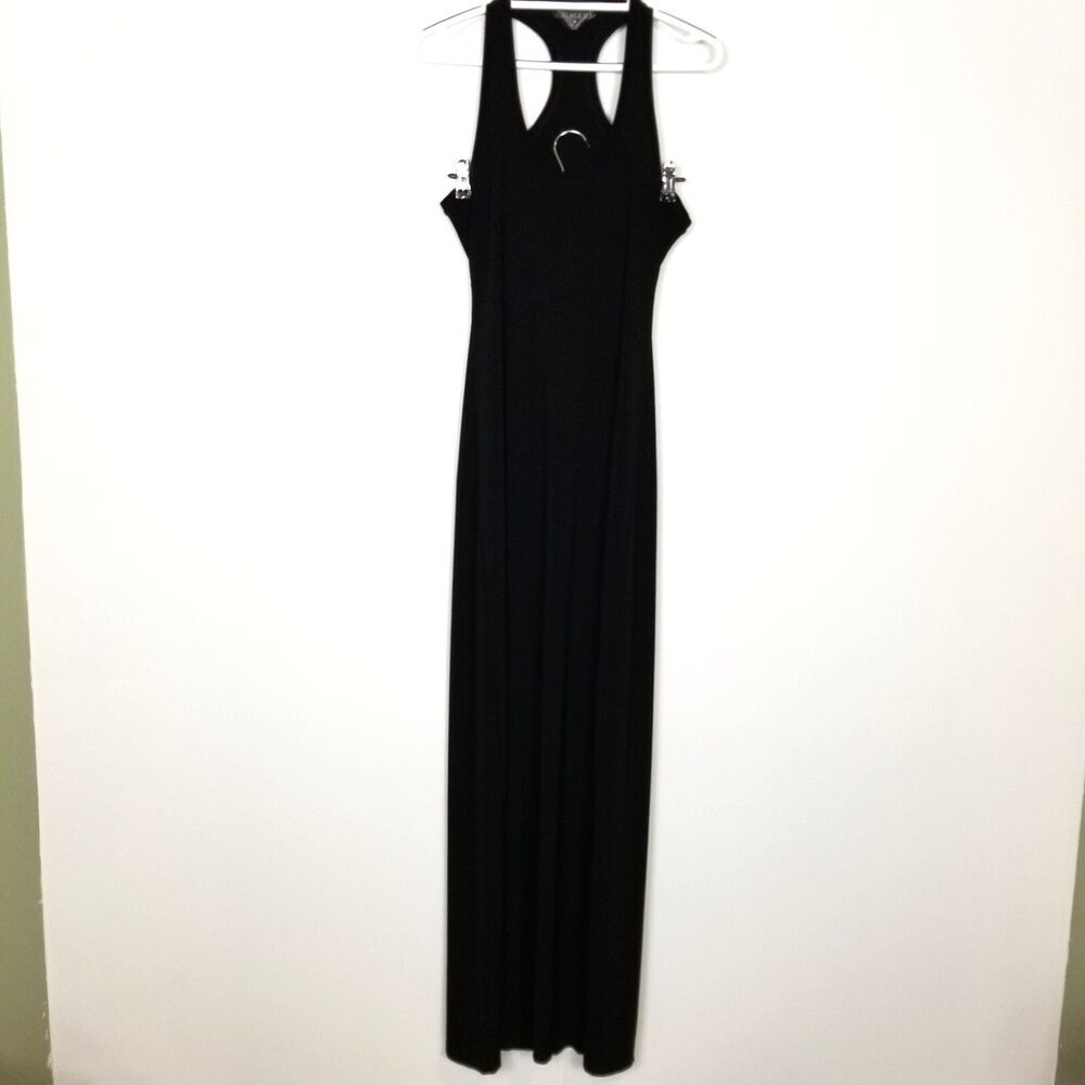 KAMALIKULTURE Go Racerback  Maxi Dress Sz S Black Stretchy Open Back Sleeveless‎